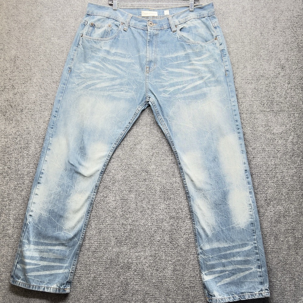Evolution Distressed Light Wash Jeans Men's‎ Vintage Faded Straight Leg
